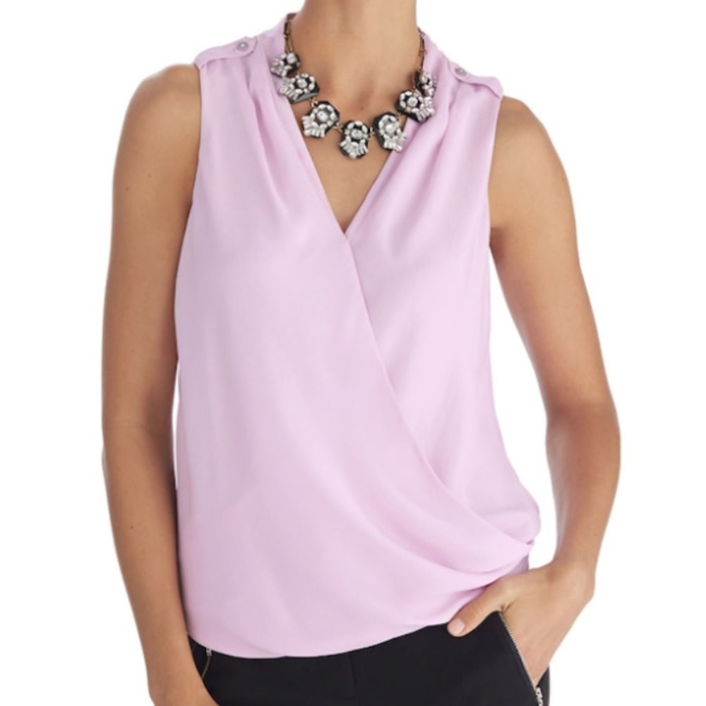WHBM Sleeveless Surplice Blouse
